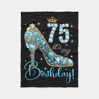 75歳の誕生日おめでとう 女性 女王 ダイヤモンド クラウン 75歳 フリースブランケット