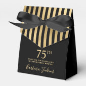 75歳の誕生日お礼 ゴールドストライプ フェイバーボックス (正面サイド)