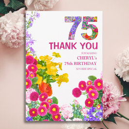 75歳の誕生日お祝いありがとう フラワーデザイン サンキューカード