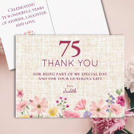 75歳の誕生日お祝いアレンジメント フラワーギフトのお礼 ポストカード