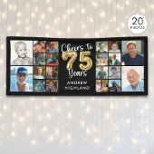 75歳の誕生日お祝い20枚フォトコラージュ 75年間に乾杯 横断幕