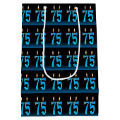 75歳の誕生日と目の玉ろうそく ミディアムペーパーバッグ (裏面)