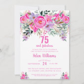75歳の誕生日におしゃれなピンクの招待状 招待状 (正面)