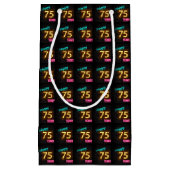 75歳の誕生日にレンガにネオンサイン スモールペーパーバッグ (正面)