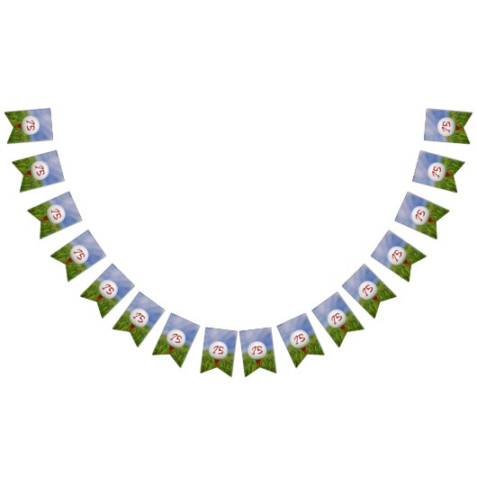 75歳の誕生日に芝生の上にゴルフボール バンティングフラッグ (全)