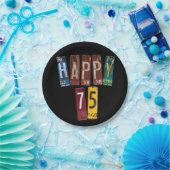 75歳の誕生日のための錆びたライセンスプレート ペーパープレート (パーティー)