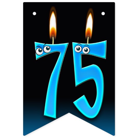 75歳の誕生日のろうそく（目玉つき） バンティングフラッグ (第1の旗)