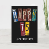 75歳の誕生日の車のライセンスプレート カード (正面)