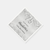 75歳の誕生日の銀エレガント紙吹雪 スタンダードカクテルナプキン (角)