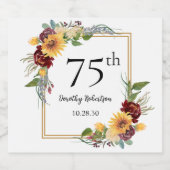 75歳の誕生日ひまわり ビールラベル (シングルラベル)