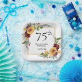 75歳の誕生日ひまわり ペーパープレート (パーティー)