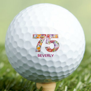 75歳の誕生日ギフト フラワーナンバー - 75年 スポーツ ゴルフボール