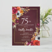 75歳の誕生日サプライズパーティー ブルゴーニュの秋の花 招待状 (スタンド正面)