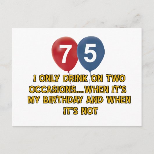 75歳の誕生日デザイン ポストカード (正面)