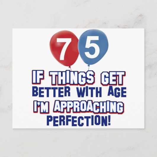 75歳の誕生日デザイン ポストカード (正面)