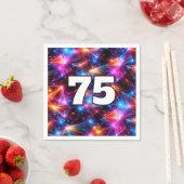 75歳の誕生日ネオン多角形アブストラクト スタンダードカクテルナプキン (インサイチュ)