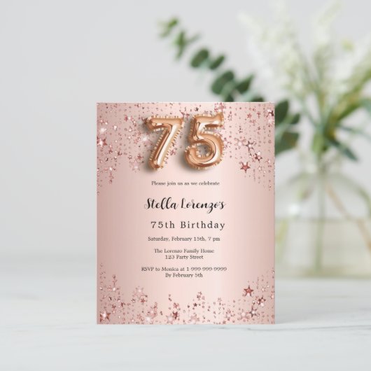 75歳の誕生日バラ金ゴールドピンクの星の招待 (スタンド正面)