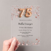 75歳の誕生日バラ金ゴールド星澄ん アクリル招待状 (インサイチュ (ポータブル))