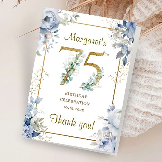 75歳の誕生日パーティーの折りたたみ式サンクスカード サンキューカード