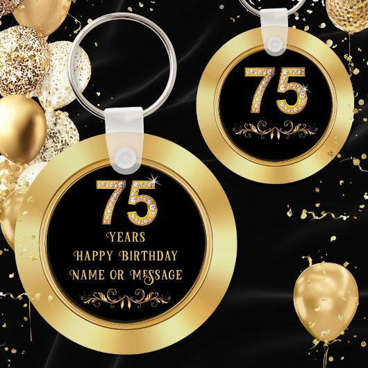 75歳の誕生日パーティーの記念品、75歳の誕生日お祝いギフト キーホルダー