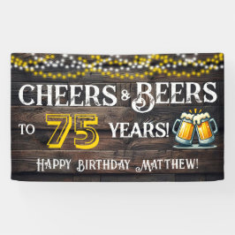 75歳の誕生日パーティーバナーを祝して乾杯とビール 横断幕