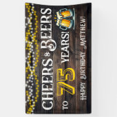 75歳の誕生日パーティーバナーを祝して乾杯とビール 横断幕 (縦)