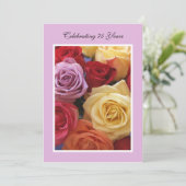 75歳の誕生日パーティー招待美しいバラ 招待状 (スタンド正面)