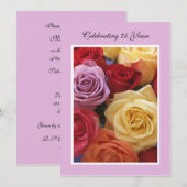 75歳の誕生日パーティー招待美しいバラ 招待状 (正面/裏面)