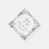 75歳の誕生日パーティー ナプキン 高級感のある紫の花 スタンダードカクテルナプキン (角)