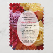 75歳の誕生日パーティー マルチカラーのバラ 招待状 (正面/裏面)