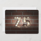 75歳の誕生日パーティー - レンガのマーキー照明 招待状 (正面)