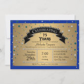 75歳の誕生日パーティ祝フェイクーの宝石紙吹雪 招待状 (正面)