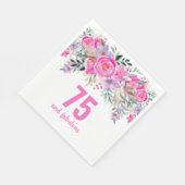 75歳の誕生日ピンクのフローラパーティーナプキン スタンダードランチョンナプキン (角)