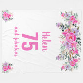 75歳の誕生日ピンクフローラフリースブランケット フリースブランケット (正面(横))