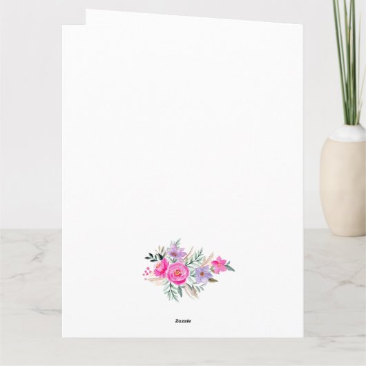 75歳の誕生日ピンク水彩花のカード カード (裏面)