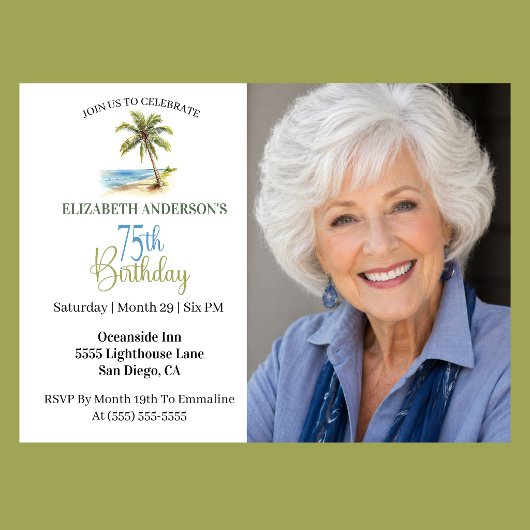 75歳の誕生日フォトパームツリー 招待状