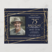 75歳の誕生日フォトブルーゴールドペーパーシート (正面)
