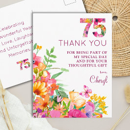 75歳の誕生日フラワー 75 バタフライ 記念 ポストカード