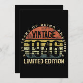 75歳の誕生日プレゼント ヴィンテージ 1946 招待状 (正面/裏面)