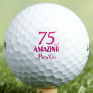 75歳の誕生日プレゼント 隣人 ピンク すばらしい75歳 ゴルフボール