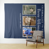 75歳の誕生日写真コラージュ背景バナー タペストリー (インサイチュ(横))