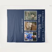 75歳の誕生日写真コラージュ背景バナー タペストリー (正面(横))