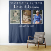 75歳の誕生日写真コラージュ背景バナー タペストリー (インサイチュ)
