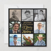 75歳の誕生日写真コラージュ 75年の歳月を経て 招待状 (正面)