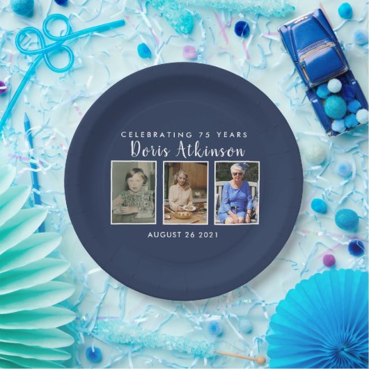 75歳の誕生日写真プレート ペーパープレート (パーティー)