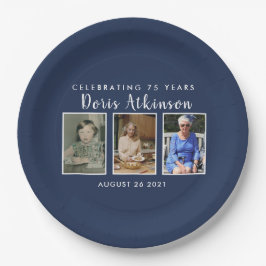 75歳の誕生日写真プレート ペーパープレート