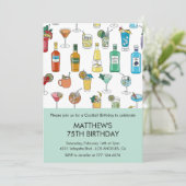 75歳の誕生日招待状カクテルコンテンポラリー 招待状 (スタンド正面)