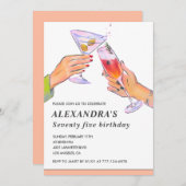 75歳の誕生日招待状カクテルパーティーシック 招待状 (正面/裏面)