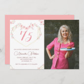 75歳の誕生日招待状ボホフローラ写真 招待状 (正面/裏面)