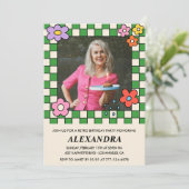 75歳の誕生日招待状レトロGroovy花 招待状 (スタンド正面)